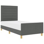 vidaXL Cadre de lit avec tête de lit Gris foncé 90 x 190 cm tissu