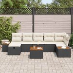 vidaXL Ensemble de canapé de jardin 8 Pièces Noir Poly rotin
