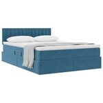 vidaXL Lit de Rangement avec matelas Bleu foncé 140 x 200 cm Velours