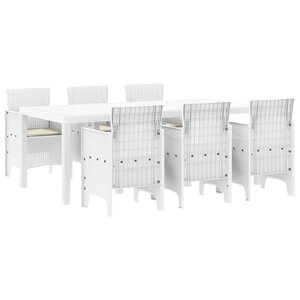 vidaXL Ensemble de salle à manger pour jardin 7 pc Blanc Polypropylène