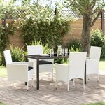 vidaXL Ensemble de salle à manger de jardin 5 pièces avec coussins Rattan blanc