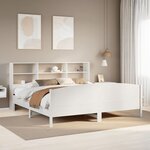 vidaXL Lit bibliothèque sans matelas blanc 200x200 cm bois pin massif
