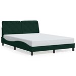 vidaXL Cadre de lit avec LED sans matelas vert foncé 140x200 cm velours