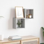 vidaXL Étagères Murales 2 Pièces Gris 26 x 15 x 26 cm Bois d'ingénierie