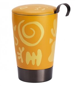 Tasse en porcelaine à double paroi avec infuseur opéra jaune
