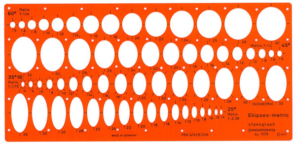 Trace ellipses 4 angles : 25° 35° 45° 60°