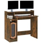 vidaXL Bureau et lumières LED Chêne fumé 97x45x90 cm Bois d'ingénierie