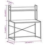 vidaXL Bureau d'ordinateur Noir et chêne 120 x 60 x 138 cm
