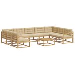 vidaXL Ensemble de canapés d'extérieur 10 Pièces Blanc et Beige