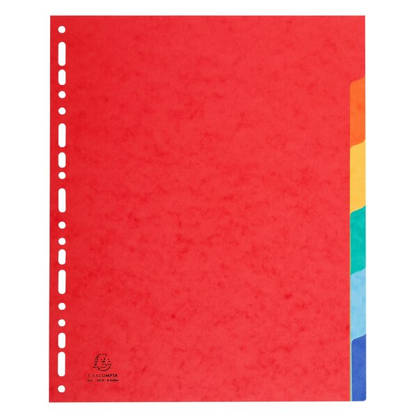 Intercalaires Carte Lustrée 225g 6 Positions - A4 Maxi - Couleurs Assorties - X 50 - Exacompta