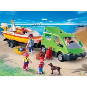 PLAYMOBIL 4144 - City Life - Voiture familiale avec remorque porte-bateaux