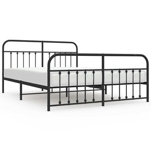 vidaXL Cadre de lit métal sans matelas avec pied de lit noir 183x213cm