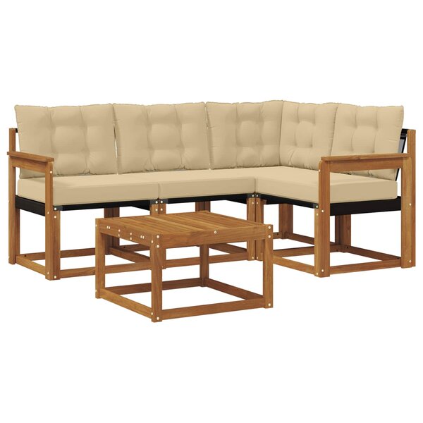 vidaXL Ensemble de canapés d'extérieur 5 pc Naturel et Beige