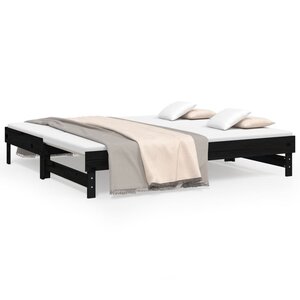 vidaXL Lit coulissant sans matelas noir 2x(90x190) cm