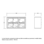 Bloc collectif leabox.com  3x2  grade 3  simple face  Intérieur  fixation murale  Brun Sepia RAL 8014 finition brillante