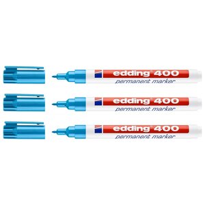 Marqueur Permanent 400 Bleu Clair Pointe Fine 1 mm x 3 EDDING
