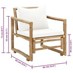 vidaXL Chaises de jardin lot de 2 avec coussins et oreillers Bambou