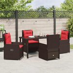 vidaXL Ensemble de salle à manger pour jardin 5 Pièces Marron Poly rotin