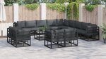 vidaXL Ensemble de canapé de jardin 14 Pièces Noir 70 x 70 x 32 cm