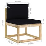 vidaXL Salon de jardin 10 Pièces avec coussins bois de pin imprégné