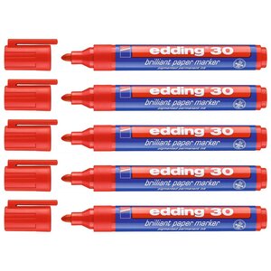 Marqueur Papier Encre Brillante 30 Rouge Pointe Ronde 1 5-3 mm x 5 EDDING