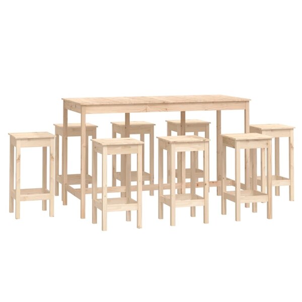 vidaXL Ensemble de bar 9 Pièces Bois de pin massif