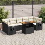 vidaXL Salon de jardin 8 Pièces avec coussins noir résine tressée