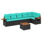 vidaXL Salon de jardin 7 Pièces avec coussins noir résine tressée