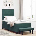 vidaXL Lit à ressorts avec tête de lit Vert foncé 200 x 100 cm Velours