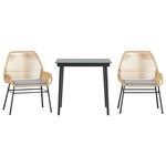 vidaXL Ensemble à manger jardin coussins 3Pièces marron poly rotin verre