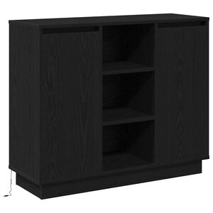 vidaXL Buffet avec porte Chêne noir 90 x 32 x 75 cm Bois d'ingénierie