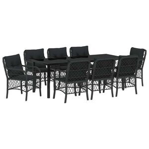 vidaXL Ensemble de salle à manger pour jardin 9 Pièces Noir polyrotin