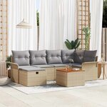 vidaXL Ensemble de canapé de jardin 7 Pièces Beige Poly rotin