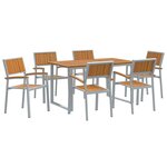 vidaXL Ensemble de salle à manger pour jardin 7 Pièces Gris et marron