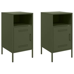 vidaXL Tables de chevet 2 Pièces vert olive 36x39x68 cm acier