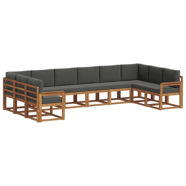 vidaXL Ensemble de canapés d'extérieur 10 pc Naturel et Anthracite