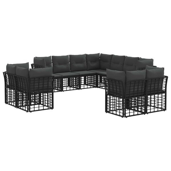 vidaXL Ensemble de canapés d'extérieur Noir et Gris foncé Polyester