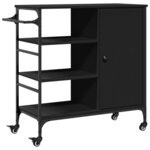 vidaXL Chariot de cuisine noir 87 5x38 5x84 5 cm bois d'ingénierie