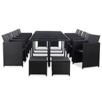 Salon de jardin meuble d'extérieur ensemble de mobilier 15 pièces avec coussins résine tressée noir 02_0015875
