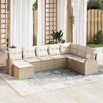 vidaXL Ensemble de canapé de jardin 8 Pièces Beige Poly rotin
