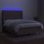 vidaXL Sommier à lattes de lit matelas et LED Taupe 140x190 cm Tissu