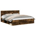vidaXL Cadre de lit Chêne fumé 180 x 200 cm Pin massif