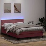 vidaXL Sommier à lattes de lit avec matelas et LED rose 160x210 cm velours