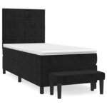 vidaXL Sommier à lattes de lit avec matelas Noir 90x200 cm Velours