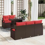 vidaXL Ensemble de canapé de jardin 6 Pièces Marron et rouge polyrotin