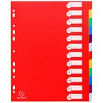 Intercalaires Polypropylène Opaque Semi Rigide 12 Positions - A4 Maxi - Couleurs Assorties - X 15 - Exacompta