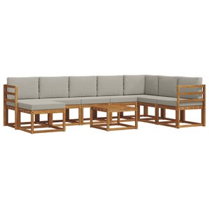 vidaXL Ensemble de canapés d'extérieur 9 pc Gris Naturel et Clair