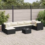vidaXL Salon de jardin 8 Pièces avec coussins noir résine tressée