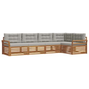 vidaXL Ensemble de canapés d'extérieur 5 Pièces Gris Naturel et Clair