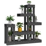 vidaXL Support à plantes Gris 92x25x97 cm Bois massif de pin